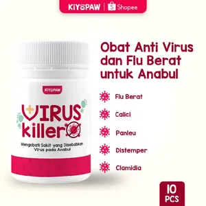 KIYOPAW Obat Anti Virus Kucing Virus Killer isi 15 Kapsul untuk Flu Berat Calici Distemper Panleu dan Clamidia