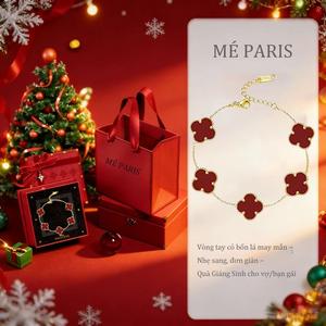 Mé Paris Vòng Tay Cỏ Bốn Lá May Mắn Đường Kính 13mm Nhẹ Sang Đơn Giản Cổ Điển Quà Giáng Sinh Cho Vợ Bạn Gái Tinh Tế Cao Cấp Phong Cách Nhẹ Sang Tinh Tế