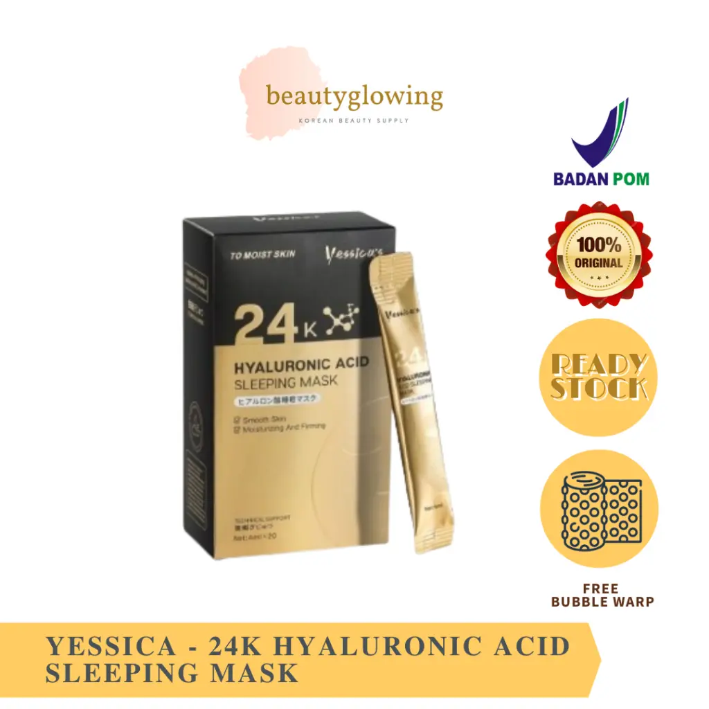 YESSICA 24K SLEEPING MASK GOLD Yessica's Masker Tidur emas melembabkan anti aging penuaan dini kenyal saset sachet | Masker pelembab wajah di malam hari | Anti Aging | Melembabkan dan dapat menghidrasi kulit | Kulit cerah sehat kenyal glowing