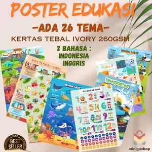 POSTER ANAK | POSTER EDUKASI | POSTER BELAJAR ANAK | BAHAN TEBAL IVORY | POSTER ANAK PAUD Stationery