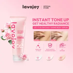 [Tone Up Shade 01] Lavojoy Let It Glow Daily Shine Body Serum Instant Tone Up Delicate Rose with SPF 50 PA++++ | Shades 01 Cream Beige | Body Serum untuk Perlindungan Sinar UV | Mencerahkan Seketika dan Melembabkan Kulit dengan 3% Niacinamide + Ceramide