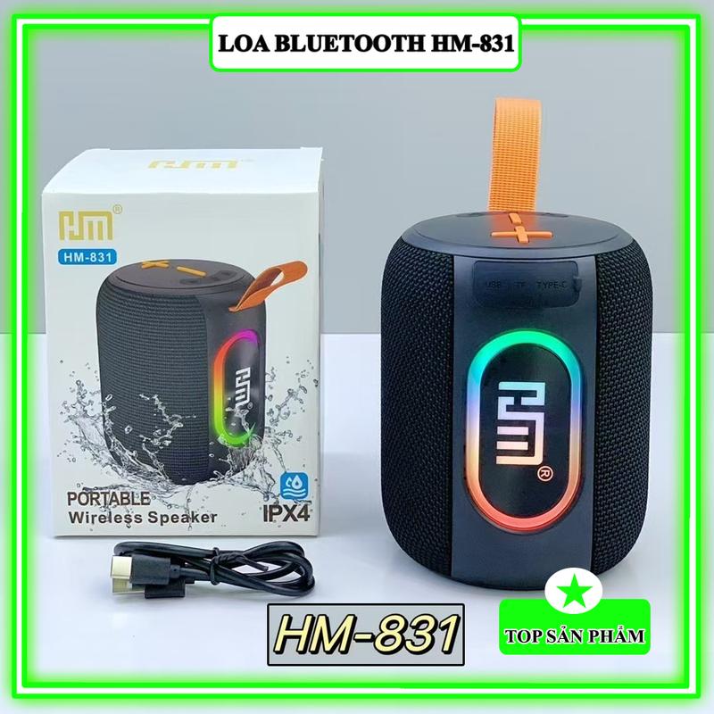 Loa Bluetooth HM-831 Mini Không Dây Xách Tay Âm Thanh Siêu Bass Đèn LED Đổi Màu Chống Nước IPX4 Kết Nối TWS Ghép Đôi 2 Loa