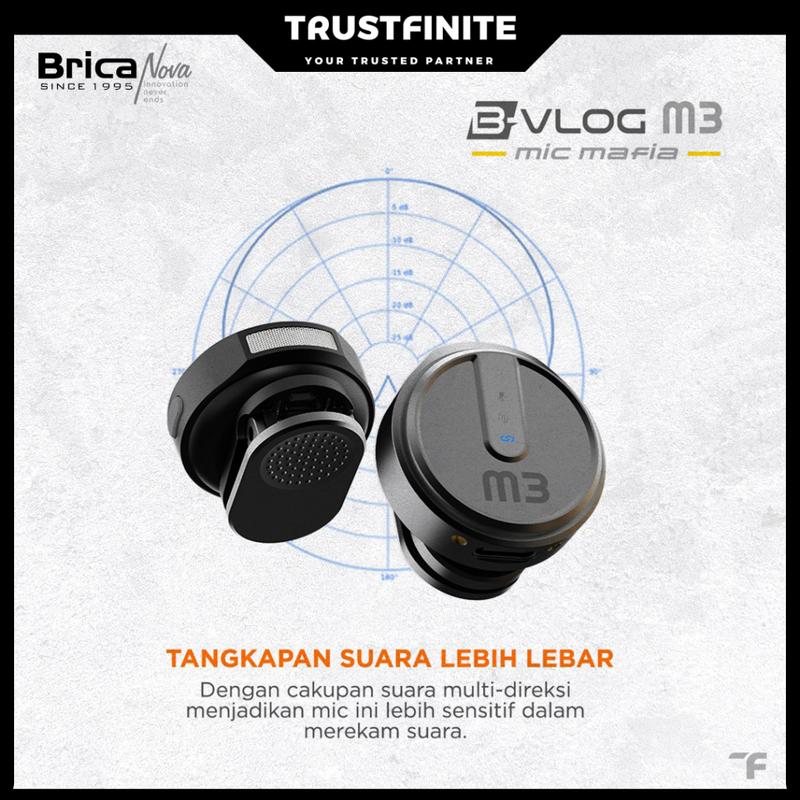 Brica B-VLOG M3 Dual Magnetic Clip Wireless Microphone - Clip On Mic Vlog - With Charging Case - BVL 7