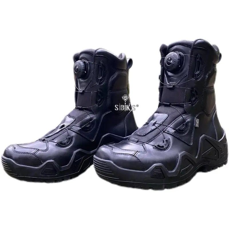 Sepatu pdl tali putar terbaru fullkulit berkwalitas tinggi warna hitam doff merk sparta model GALAXY Shoes Kerja Polri Black Boots