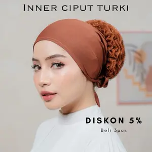 RIFANYHIJAB Inner Ciput Turki Jersey Cepol Dalaman Hijab Turkey Premium Brukat Wanita Jilbab Kerudung
