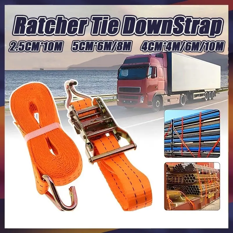 Rachet Tie Down 8-10 Meter/10 TON Webbing Cargo Lashing Belt/Tali Trek Belt/Tali Ikat Barang Mobil Truk/Track webbing cargo lashing 5CM*8meter/tali barang/Webbing Cargo Lashing Belt Trackbelt Tali Ikat Sabuk/Truk trek belt tali sound perkakas tukang