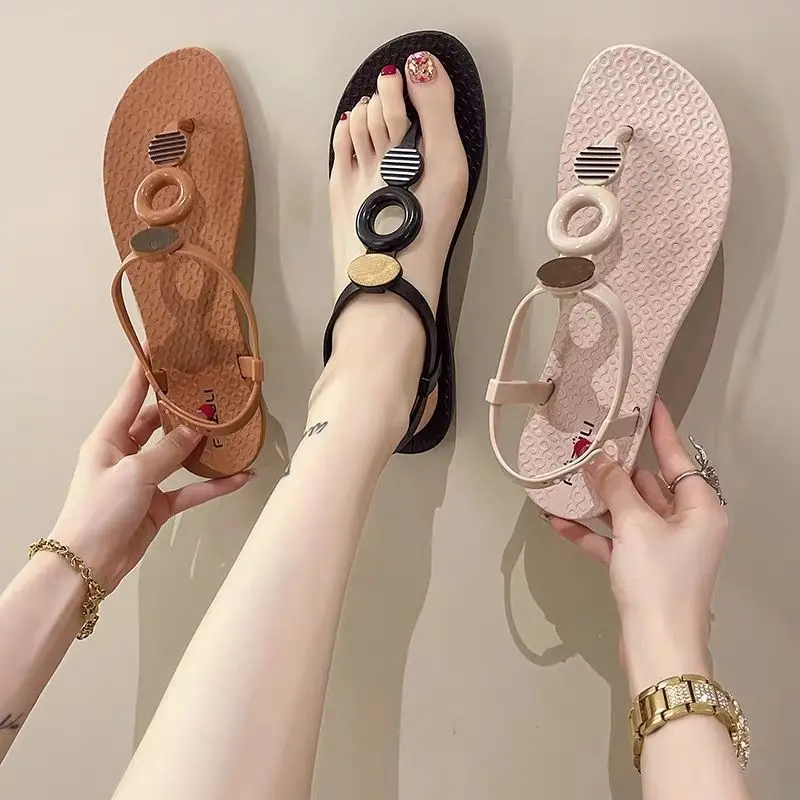 PLK TG1606 Sandal Jepit Tali Wanita/Sandal Pantai Cantik Bohemian Bulat