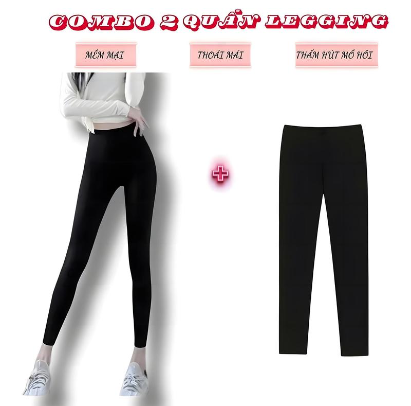 Combo 3 quần ( Quần Không túi,  Có Lẻ 1 ) legging dài nữ ôm body trẻ trung màu đen QD1