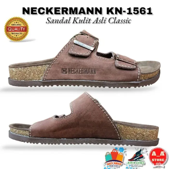 STOK NEW NECKERMANN KN-1561 SANDAL KULIT ASLI PRIA MODEL CLASSIC 0