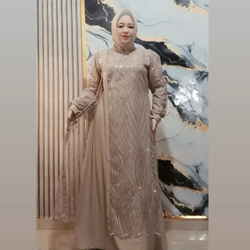 Azz-Set Gamis Pesta Mewah Azallia Dress Brokat Fashion Wanita Lebaran Kondangan Baru Kekinian Crinkle