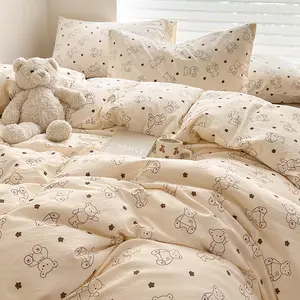 Ins Simple Flower Bed LinenTwin Full Queen King Size Bed Sheets Set Adults Kids Floral Bed Comforter Sets Bed Duvets Kawaii - 4 King4pcs