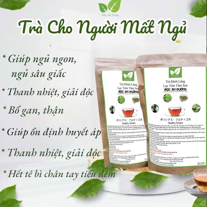 Trà Cho Người Mất Ngủ-Trà Đinh Lăng Lạc Tiên Tâm Sen Giúp Ngủ Ngon An Thần dùng trong 1 tháng