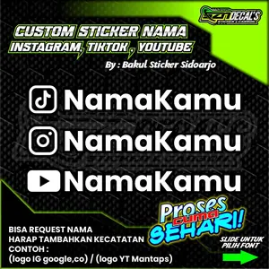 Sticker Nama Custom ig tiktok yt bisa request cutting bukan printing