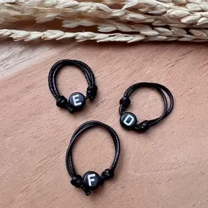 Cincin Inisial Huruf Bulat Pipih, (Ljp Acc) Couple Liontin Rings