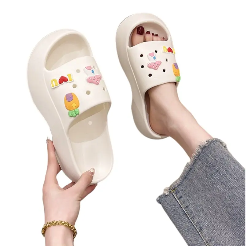 Sendal Baim Wanita Ringan Mainan Di sandal Bisa Di Pasang Sendiri Anti Slip PVC007 Pink Putih Hitam Perempuan Shoes 1