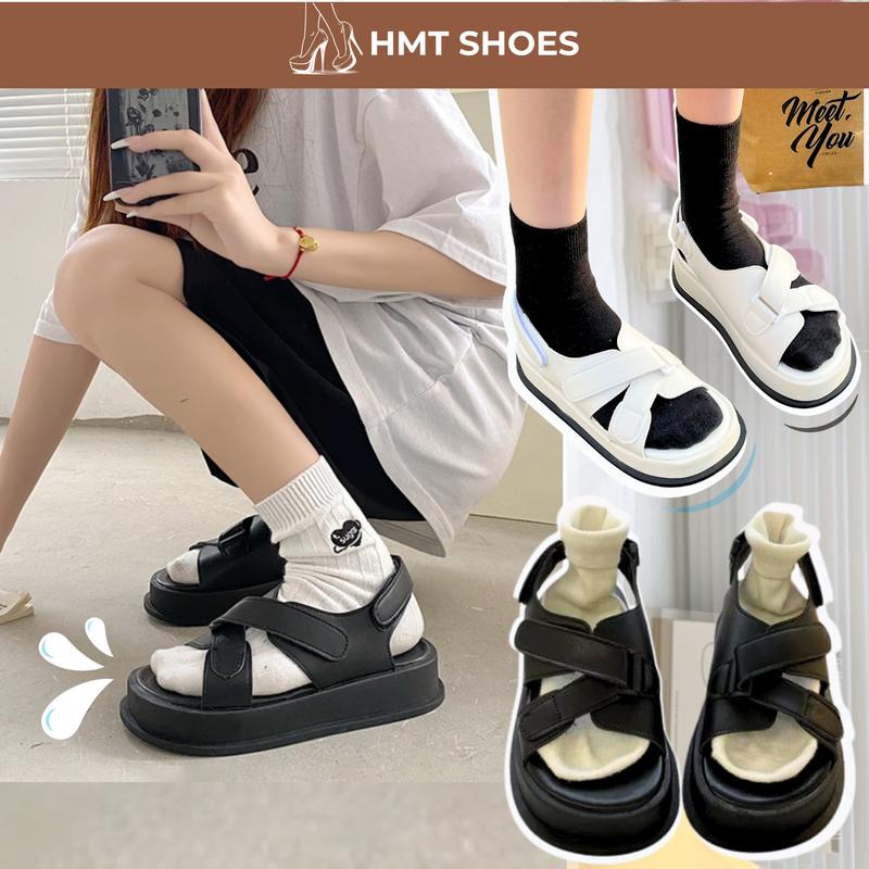 Giày Sandal Nữ Đi Học, Dép Nữ Quai Chéo Đế Cao 3 Phân Phong Cách Hàn Quốc Lên Chân Cực Kì Xinh HMT  Shoes DéP Len