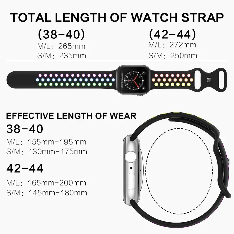 Dây đeo silicon, cho dây đeo Apple Watch, Ultra 2, 49mm, 38mm, 42mm, Vòng đeo tay thể thao, Dòng iWatch 9, 8, 7, 41mm, 45mm, 7, 6, SE, 5, 4, 3, 2, 38mm, 44mm, 40mm, Dây đeo đồng đồng hồ Cao Su Phụ Kiện 7