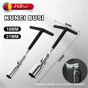 JLD Kunci Busi Honda Kunci Shock Busi Flexible 16mm/21mm Spark Plug Socket Wrench Kunci T Sok Full Set untuk Honda Yamaha Suzuki