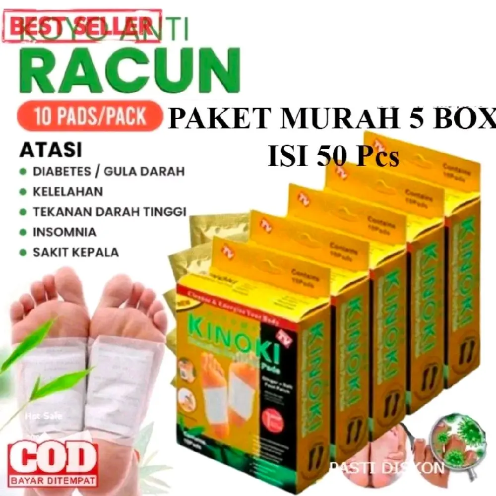 SALE 5 Box isi 50 PCS Kinoki Gold Detox Foot Pads Koyo Penyerap Racun Dalam Tubuh Secara Alami - BELANJA MURAH 89