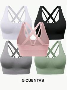 Sostén deportivo cruzado sólido para mujer, sostén deportivo cómodo y transpirable, ropa deportiva para damas para uso interior y exterior