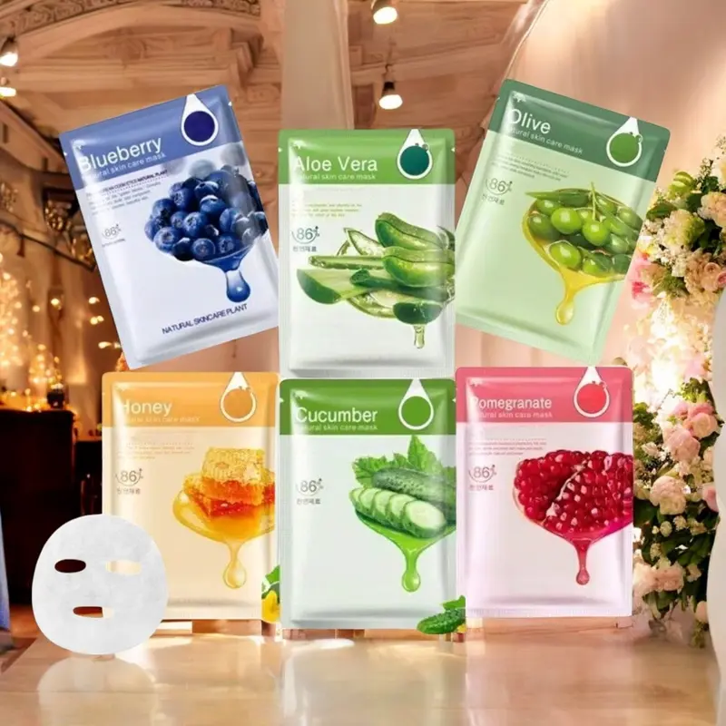 Isi 20 Pcs Masker Wajah Facial Sheet Mask Memutihkan & Melembutkan Wajah HPS / Masker Muka Masker Wajah Organik Pemutih dan Glowing Face Mask Masker Organik Viral Masker Komedo dan Jerawat Masker Wajah Korea Masker Wajah Murah Pria Wanita Skincare Alami 0