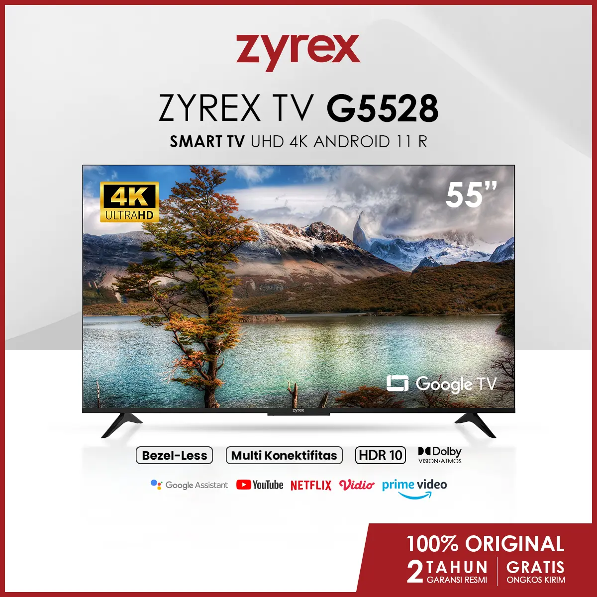 Zyrex TV G5528 55 inch Televisi Smart TV UHD 4K Android 11 R Garansi Resmi 2 Tahun
