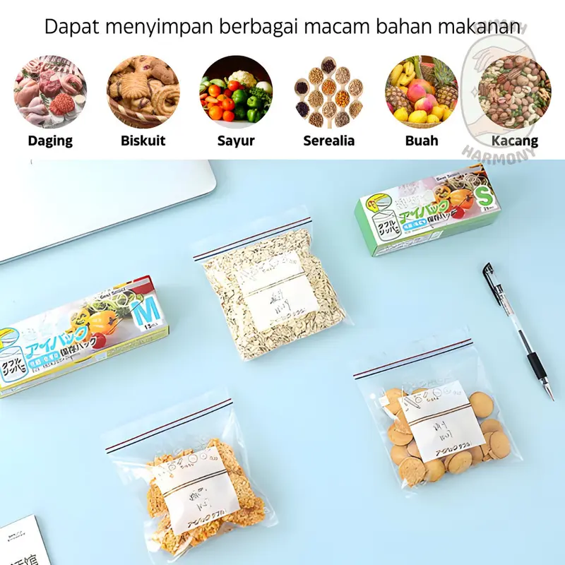 Plastik Double Ziplock Reusable Penyimpan Makanan Sayuran Buah Daging Higienis Food Grade 3