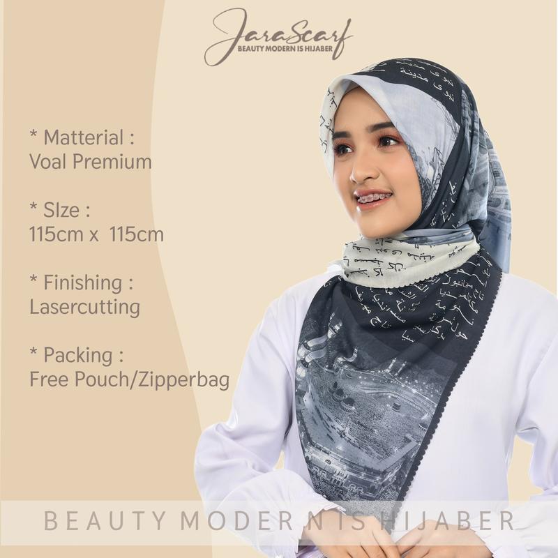 Jilbab Segiempat Voal Motif Koran Arab Voal Premium hijab 1