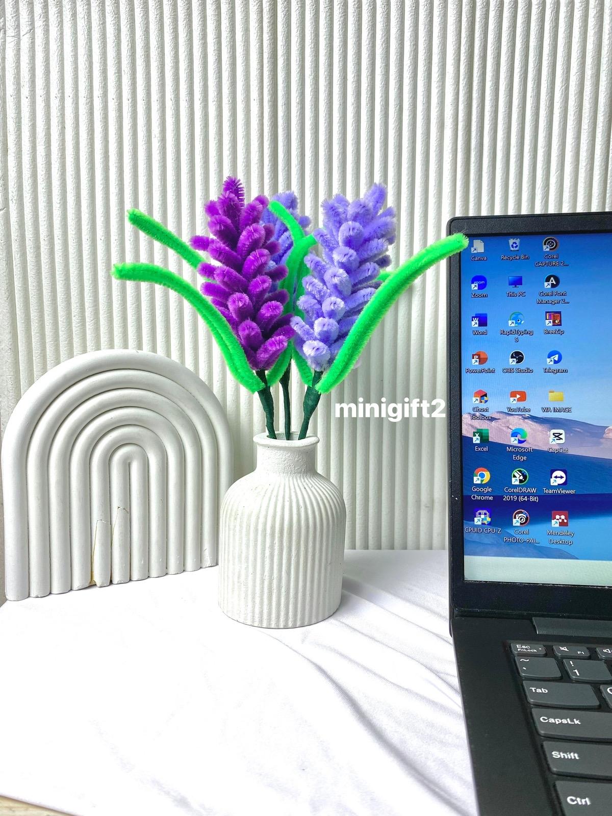 MINIGIFT Bunga lavender kawat bulu (satuan) Bunga hiasan meja & isian buket