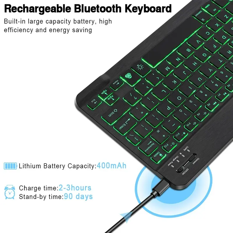 Case Tablet Universal Keyboard For Advan Tab A10 10.1" 2024 Advan A 10 10,1 Inch Premium Leather Case Wireless Bluetooth Keyboard Flipcase Flip Cover Bookcover Aksesoris 5