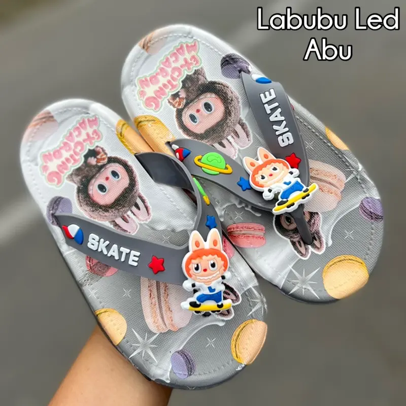SANDAL JEPIT ANAK LED LABUBU LAMPU MENYALA KELAP KELIP LAKI LAKI PEREMPUAN SEO  Fashion  Karet 4
