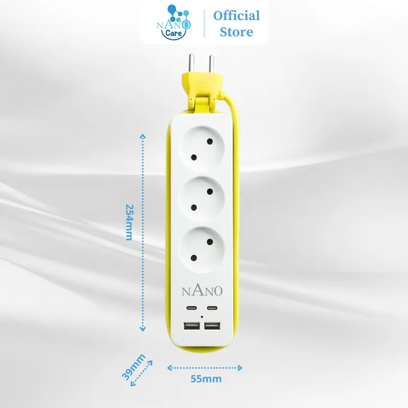 NANO Stop Kontak Traveling 3 Lubang 4 Port USB/ 3 Lubang 2 Port USB 2 Port Type C stop  kontak 6