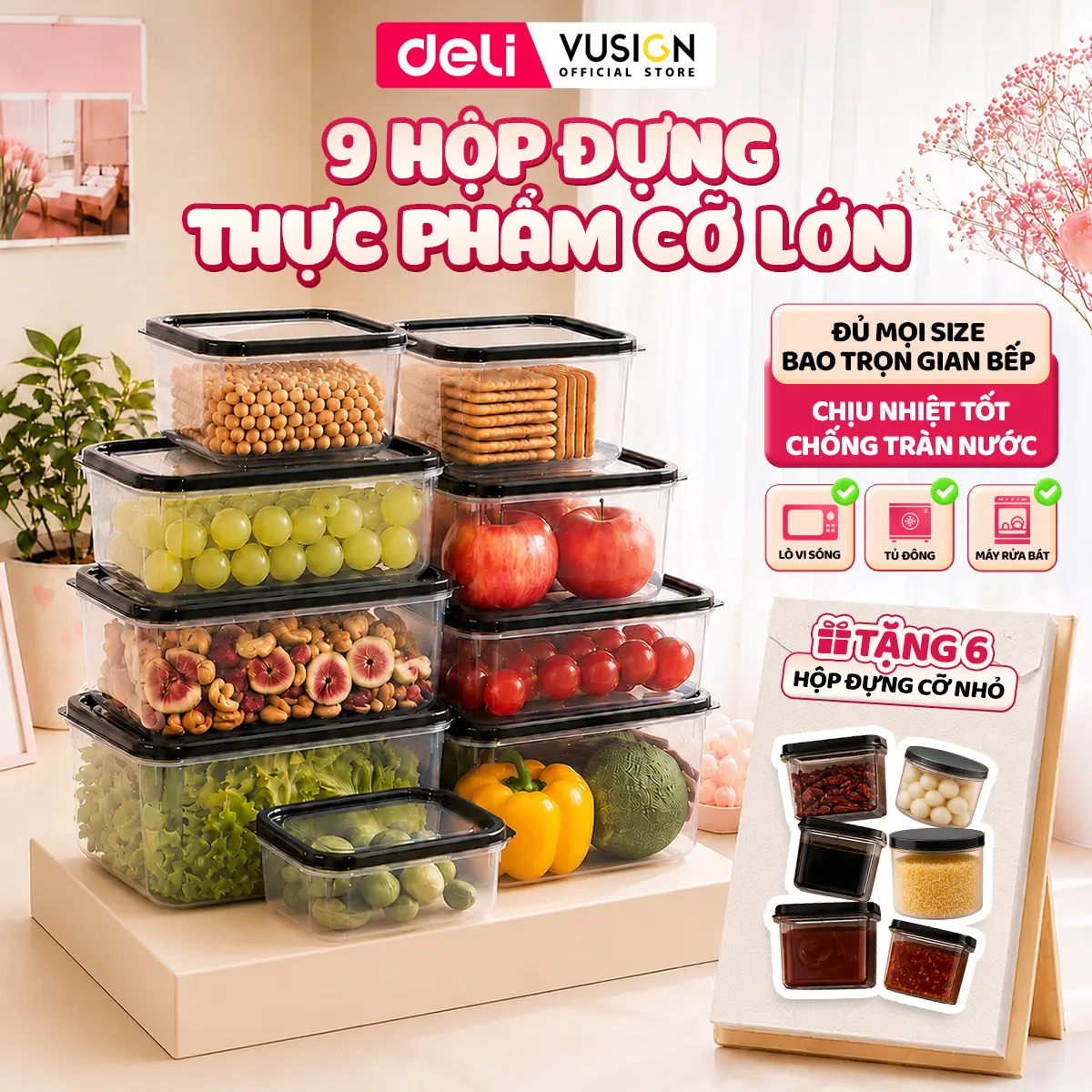 [MUA 9 TẶNG 6] COMBO 15 Hộp đựng thực phẩm Deli Hũ nhựa, lọ nhựa siêu kín chống ẩm mốc, bảo quản đồ ăn Đựng Đồ Ăn Đựng Gia Vị, Rau Củ Chống Tràn, Có Thể Dùng Trong Lò Vi Sóng, Máy Rửa Bát Tiện Lợi #hopdungthucpham #hopnhua #deli (hdtp)