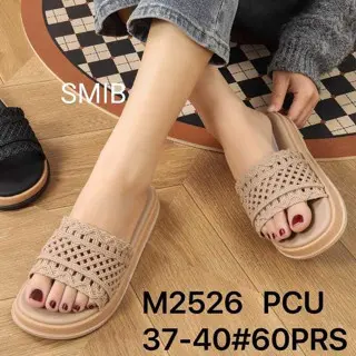 Sandal Selop Wanita Karet Import BALANCE Motif Rajut Ringan Empuk Sol 3CM / M2526 1