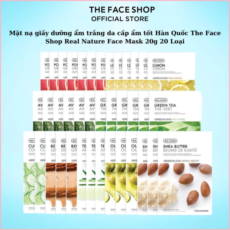 Mặt nạ giấy dưỡng ẩm trắng da cấp ẩm tốt The Face Shop Real Nature Face Mask 20g Giao Ngẫu Nhiên