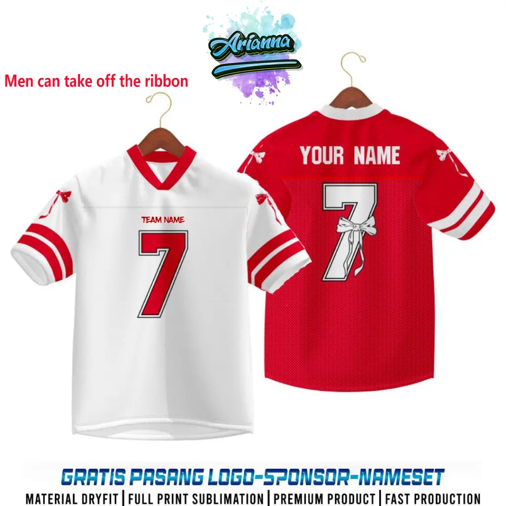 【Free Custom Name & Number】American Style Short Sleeved Red T-shirt Trend Youth Men Women Summer V-neck Sports Jersey 3D Digital Print Unisex Clothing Couple Jersey Coquette