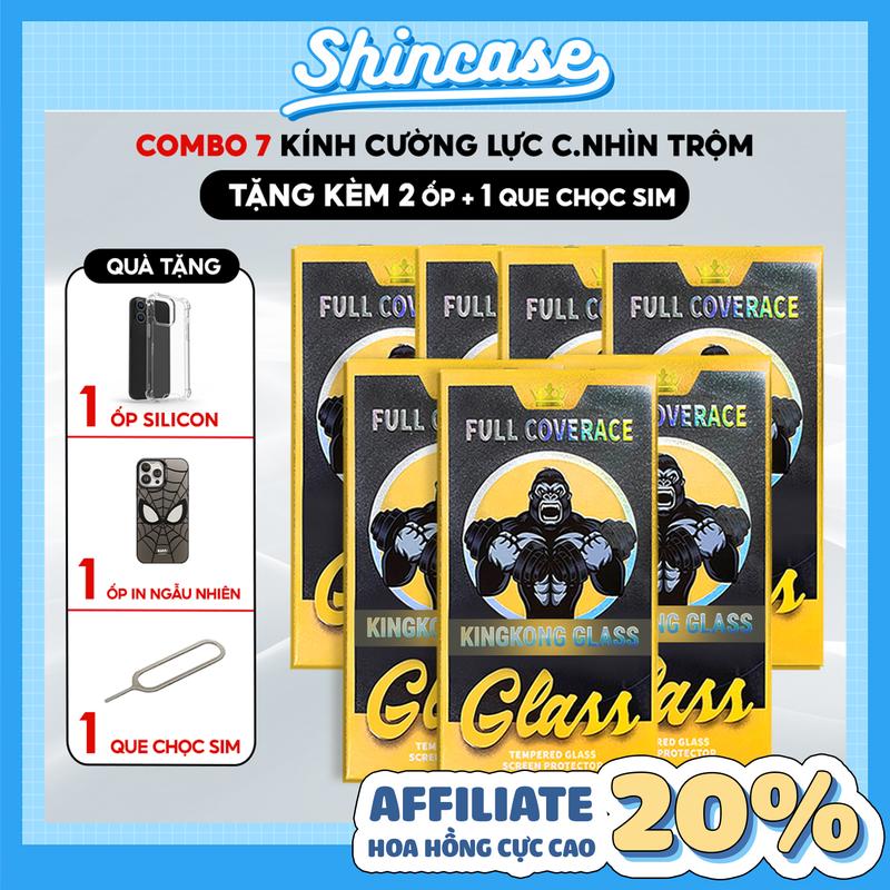 MUA 7 TẶNG 3 COMBO 7 KÍNH Cường Lực iPhone Chống Nhìn Trộm Khung Tự Dán KingKong Glass TẶNG 2 ỐP 1 Que Chọc Sim độ cứng 9H phủ nano cho các dòng iphone - iP 6 6s 7 8 Plus X XS XR 11 12 13 14 15 16 17 Pro Max Mini
