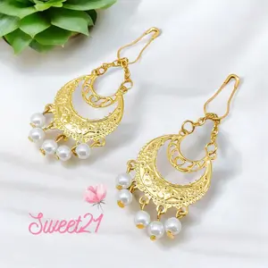 Sweet21 Anting Klip Hijab Juntai Mutiara Kebaya Simple Aksesoris Wanita SWAT002