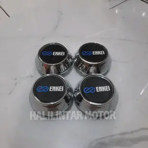 Dop Roda tutup velg racing kerucut chrome diameter 6,5cm motif Enkei harga set