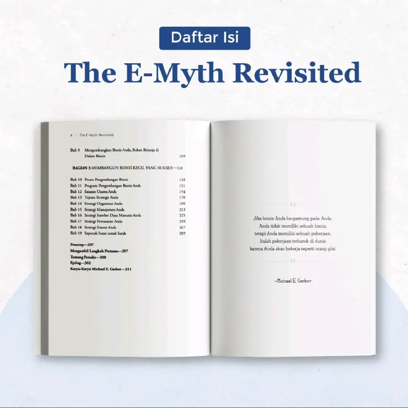 Original Buku The E Myth Revisited Versi Indonesia Mengapa Banyak Bisnis Kecil Bangkrut dan Bagaimana Strategi Mengatasinya by Michael Gerber 4