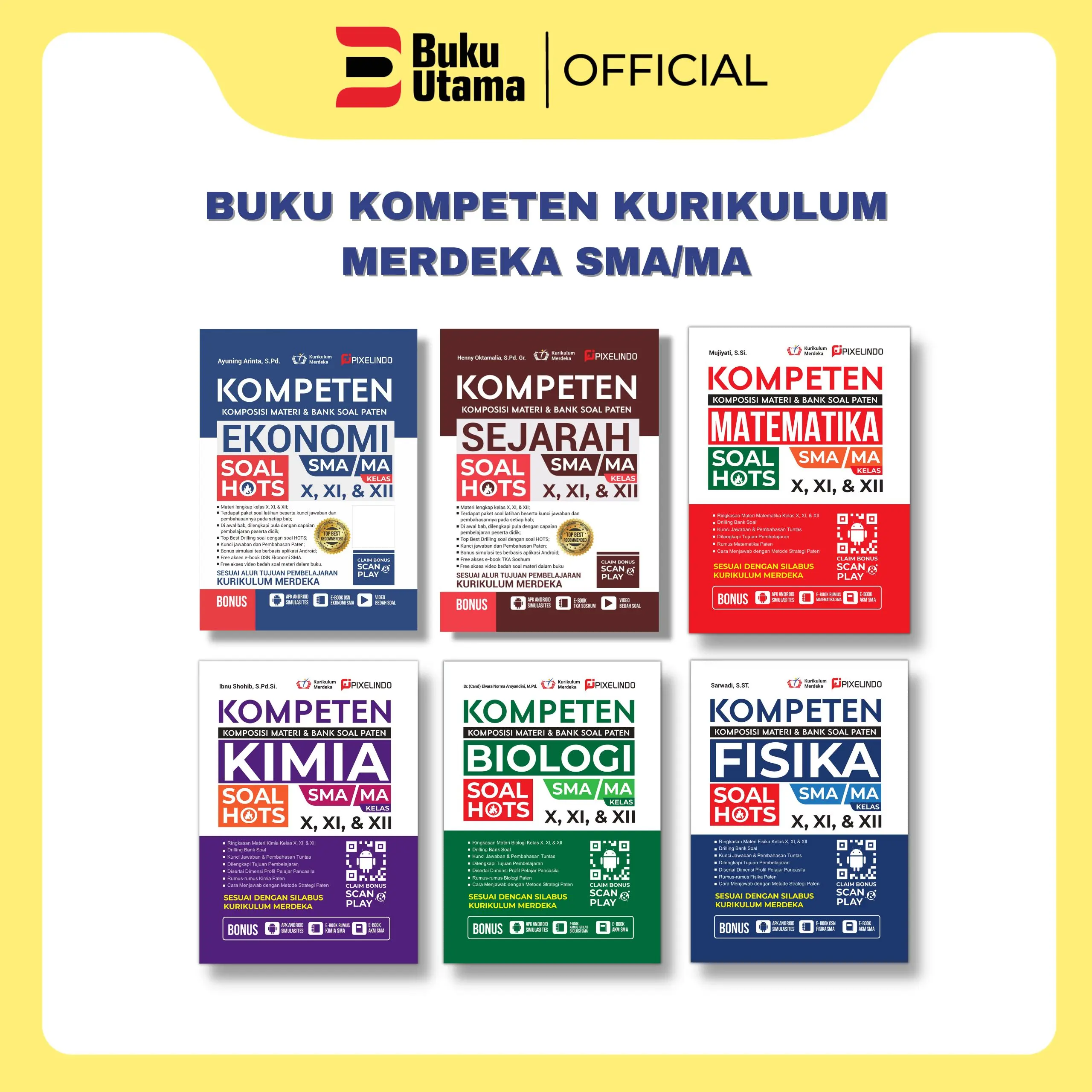 BUKU KOMPETEN KURIKULUM MERDEKA SMA/MA KELAS X,XI,XII PERMAPEL FISIKA,KIMIA, BIOLOGI, MATEMATIKA, EKONOMI, SEJARAH (MENCAKUP MATERI, DRILLING SOAL, RUMUS PATEN DAN PEMBAHASAN) Soft Cover