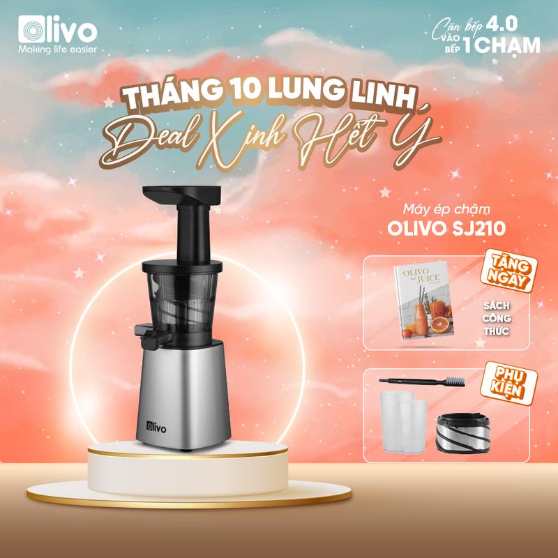 Máy Ép Chậm OLIVO SJ210 – Ép Kiệt Bã 97% – Ép Trái Cây Hoa Quả Rau Củ Đa Năng - Tích Hợp Làm Kem - Nhỏ Gọn Dễ Dàng Vệ Sinh
