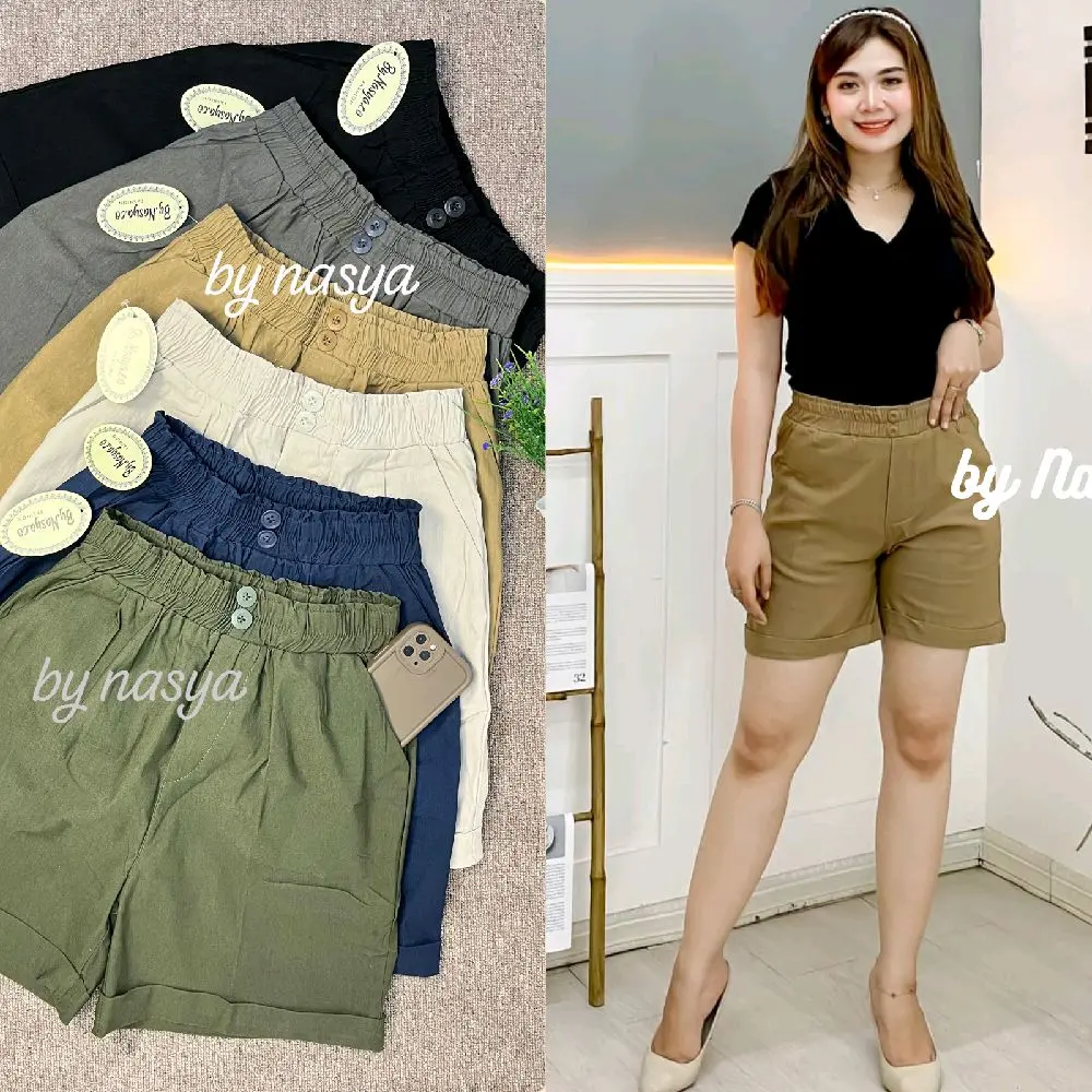 NASYA.CO-CELANA HOTPANS WANITA KATUN STREACHY BB40-85 CELANA PENDEK WANITA jumbo Kancing Karet