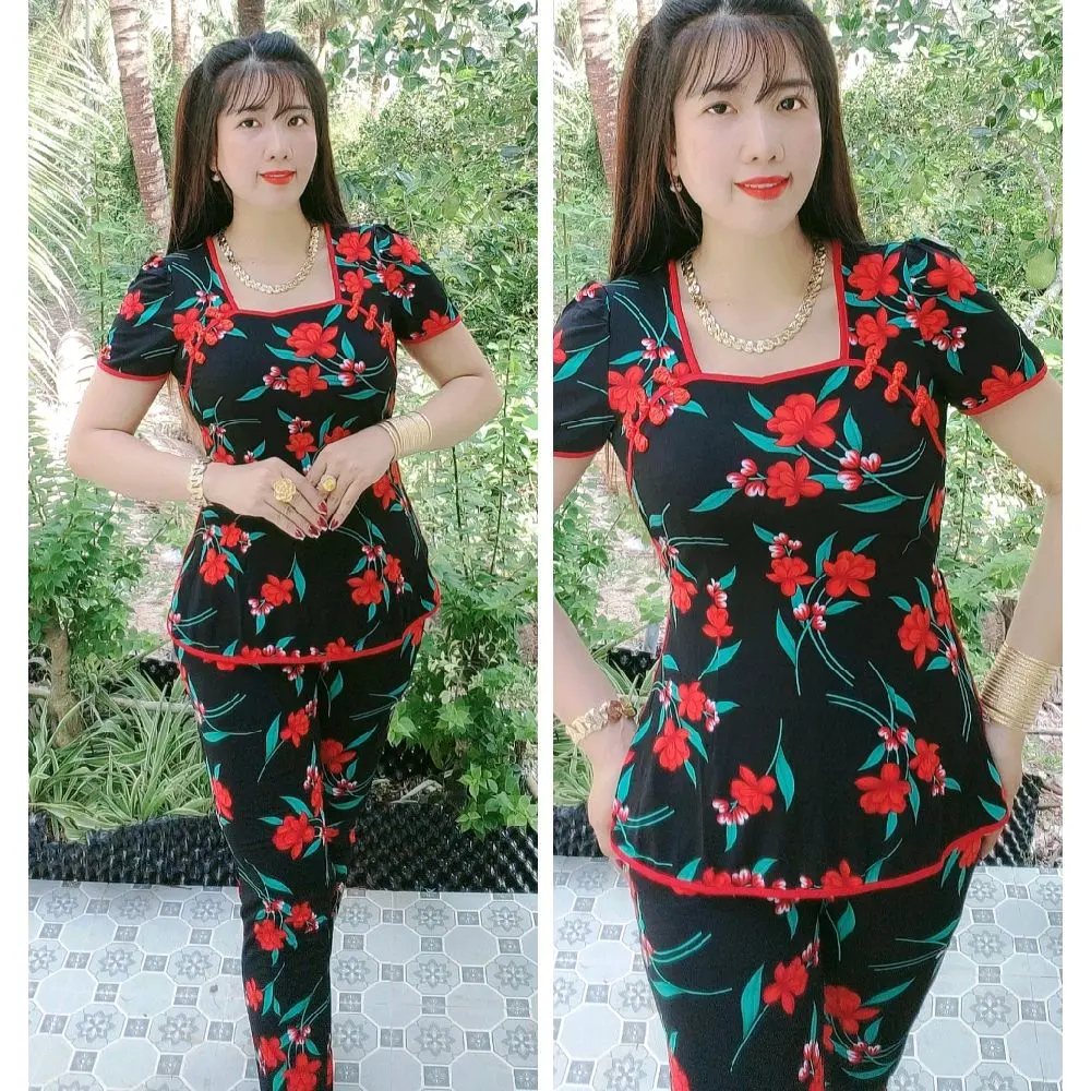 BỘ SẪM ATIMY QUẦN DÀI ỐNG OM45 ĐẾN 75KG THUN ATI TƠ Nhung Voi