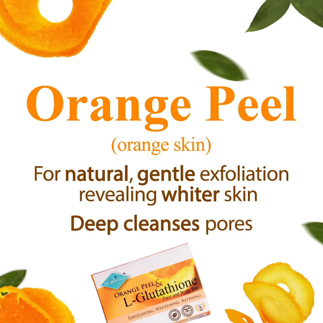 Diamond Orange Peel and L-Glutathione Face and Body Bar Soap 150g (Whitening)  3 pcs |
