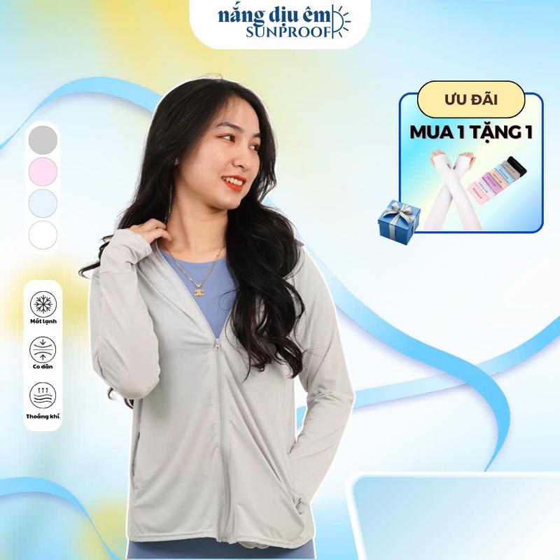 Trang Phục Áo khoác ngoài chống nắng mỏng nhẹ trơn, màu pastel, thời trang dành cho nữ Đồng Thun SixMoon Fish