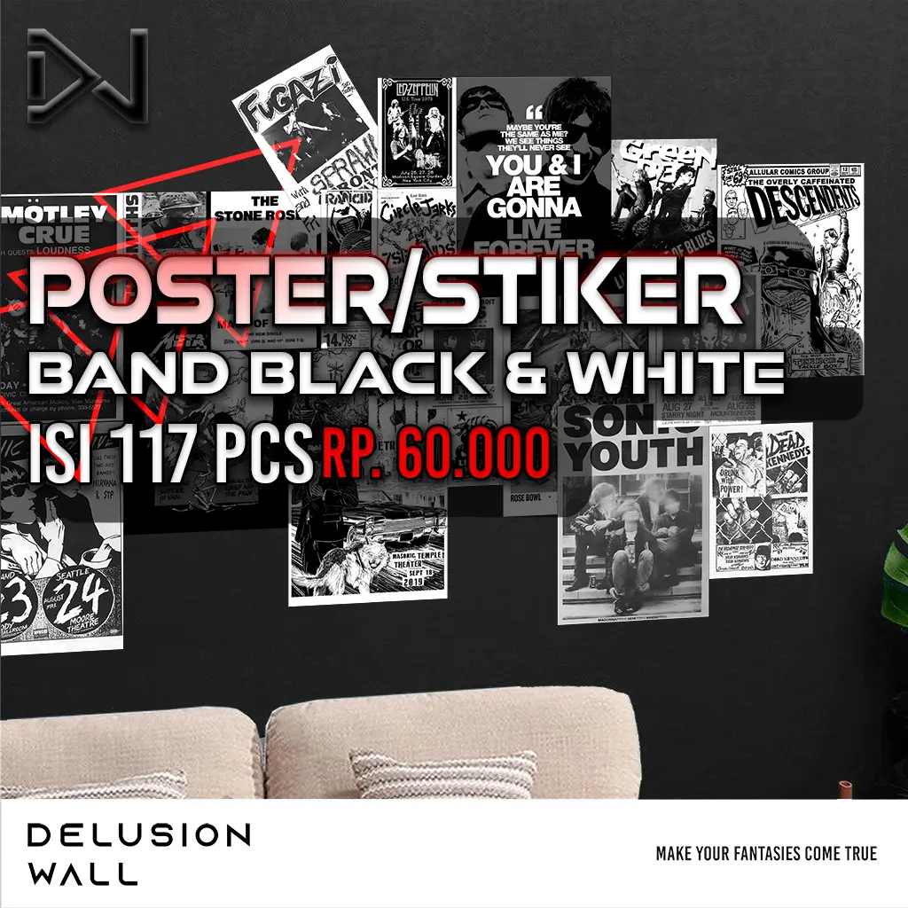 POSTER BAND tema BLACK and WHITE ISI 117 | DELUSIONWALL