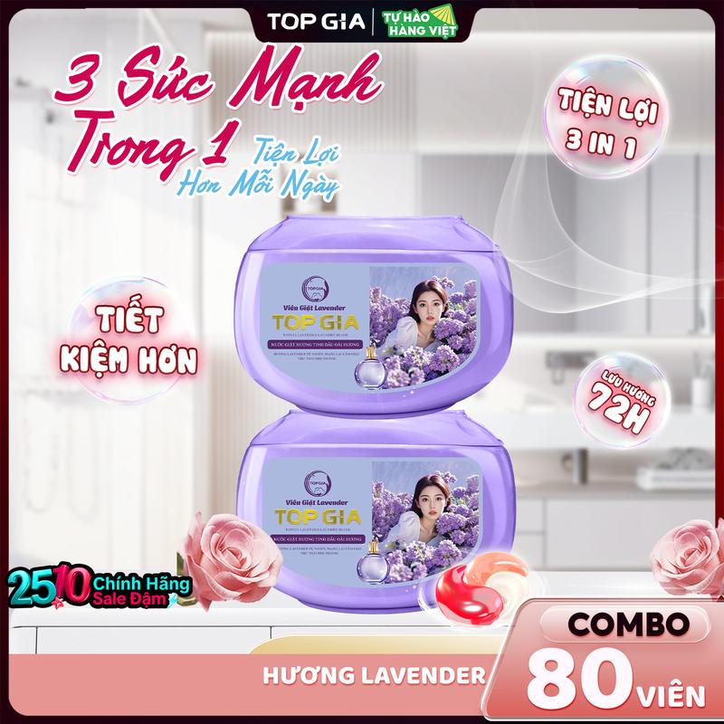   COMBO 80 VIÊN  Combo 80 Viên Giặt Top Gia  - dạng hộp tiện lợi hương lavender dịu nhẹ 72h lưu hương dịu nhẹ an toàn cho da làm sạch tốt làm bền màu quần áo - Làm Sạch NTH2 dhm 