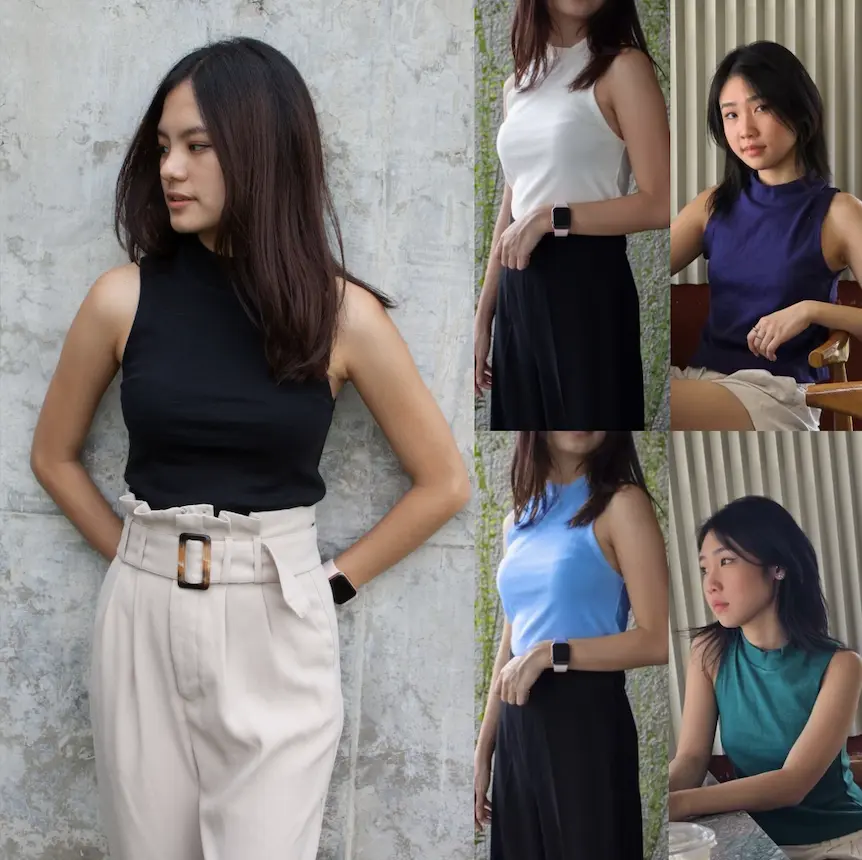 Lexy Fashion - Lisa Solid Turtleneck Tank Top Cotton Rib Murah Wanita Gaya Korea