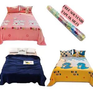 Paket Hemat 3 PCS Selimut Bulu Aesthetic Ukuran 135X190 Motif & Polos Random